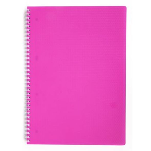 Тетрадь 80л А4ф клетка Пластиковая обложка на гребне DIAMOND NEON Розовая , 